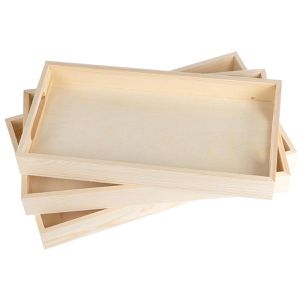 Ideen-mit-Herz Serviertablett 013460, eckig, 3 Größen, aus Holz, mit Griffen, braun, Set 3 Stück