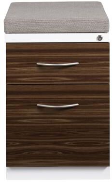 Hirsh Industries Hirsh 20-inch Deep Mobile Pedestal File 2-Drawer Box/File with Laminate Drawer Fronts and Seat Cushion, White/Chinchilla/Walnut