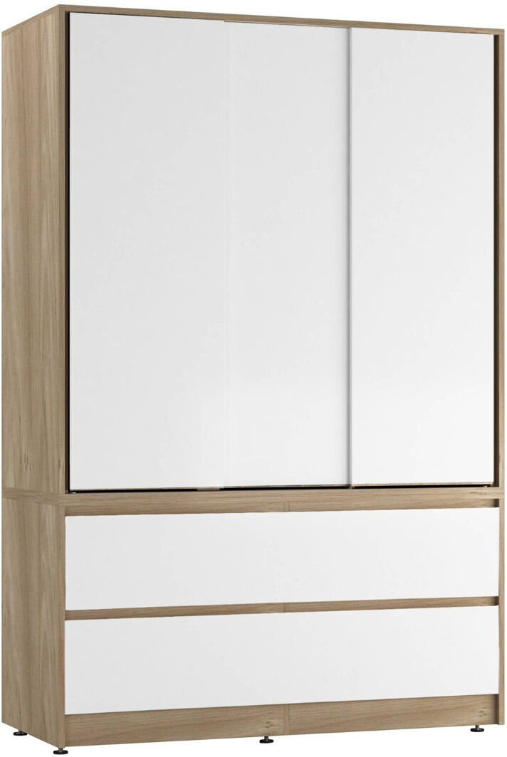 17 Stories Manufactured Wood Wardrobe White/Oak 120cm W X 51.5cm D
