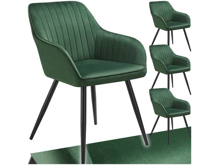 Stuhl Marilyn, Samtoptik, gesteppt - dunkelgrün/schwarz, 4er Set