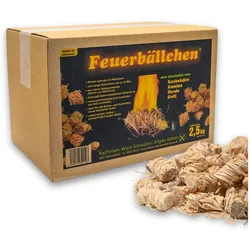 Raiffeisen-Waren, Anzündhilfe, Feuerbällchen zum Anzünden von Kachelofen, Kamin-2,5 kg Schachtel ca. 200 Stück
