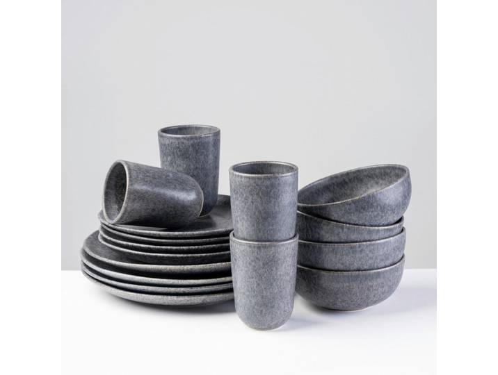 Gipfelstück Kombiservice Moos´n´stein, Grau, Keramik, 16-teilig, 350 ml, Made in Europe, Essen & Trinken, Geschirr, Geschirr-Sets, Kombiservice