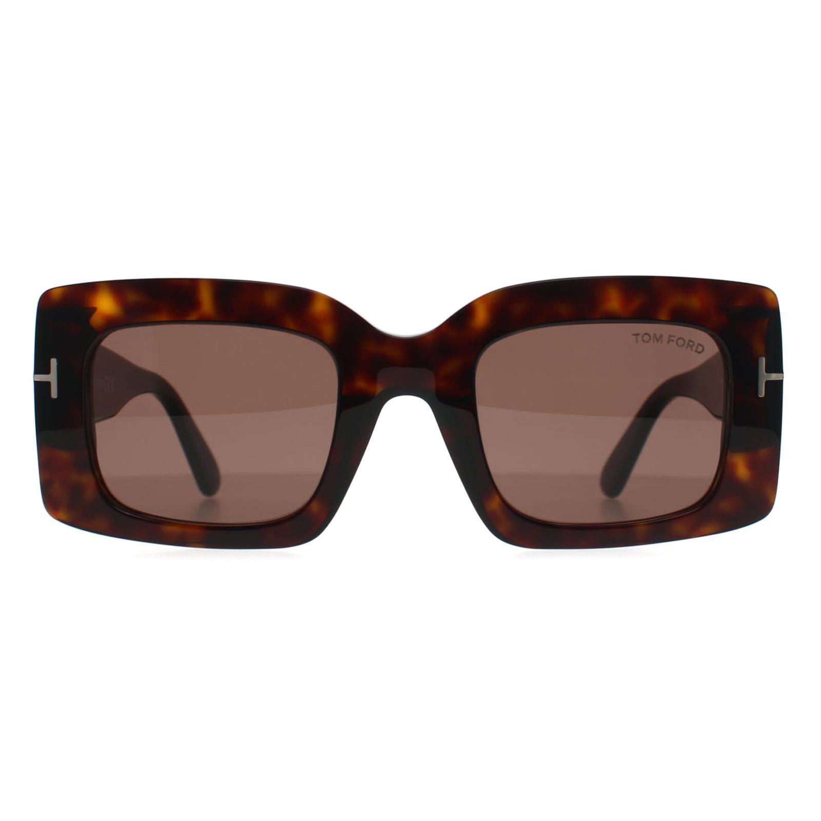 Tom Ford Brigitta FT1188 52E glanzend donker havana lichtbruin zonnebril