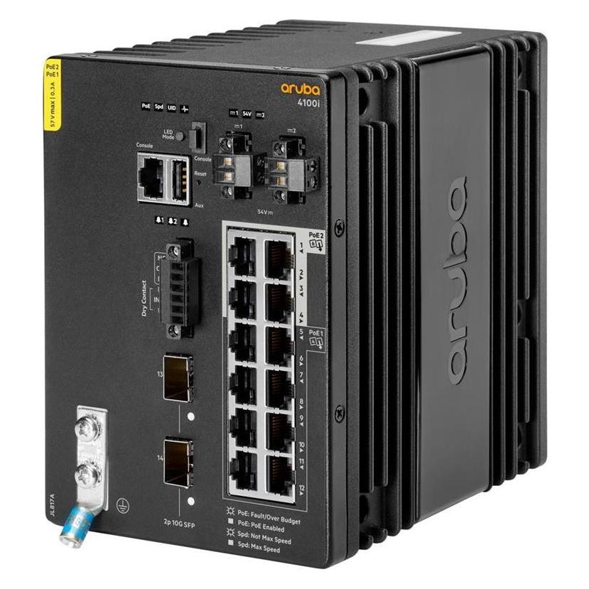HPE E Aruba 4100i Switch 8 Port PoE and 4 Port PoE, 2 SFP+, Layer 2, Web GUI, CL (12 Ports) (JL817A)