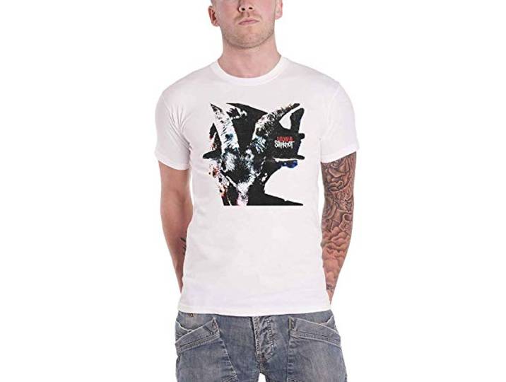 Slipknot Unisex Tee: Iowa Goat Shadow (Back Print) - Small - White