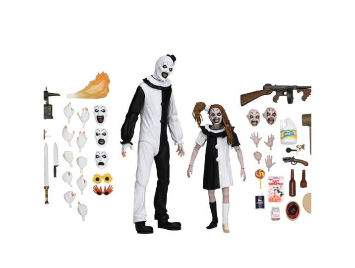 NECA 45254 Toys Terrifier 2, lot de 2 figurines d'action Ultimate Art, le clown et la petite fille pâle, 18 cm, poupée modèle originale