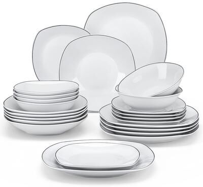 MALACASA Elisa Basic Porcelain Dinnerware Set (Service for 6)