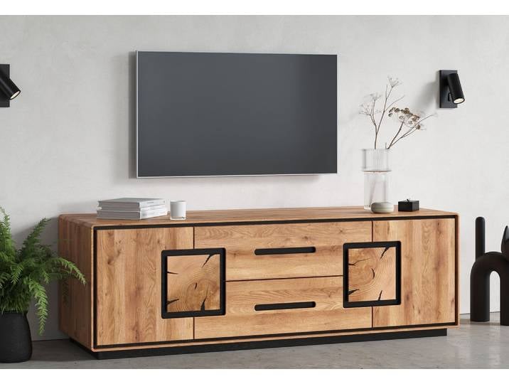 TV Board 165x54cm 'Zarah' Wildeiche geölt mit 2 SK