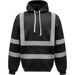 Yoko Herren Hi-Vis Pullover Hoodie Warnschutz-Jacke HVK05 black L