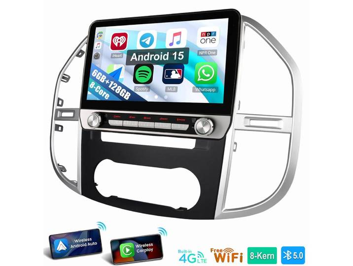 ESSGOO Für Mercedes Benz Vito 3 W447 2014-2020 GPS Carplay Autoradio (RDS, Digitalradio (DAB), FM)