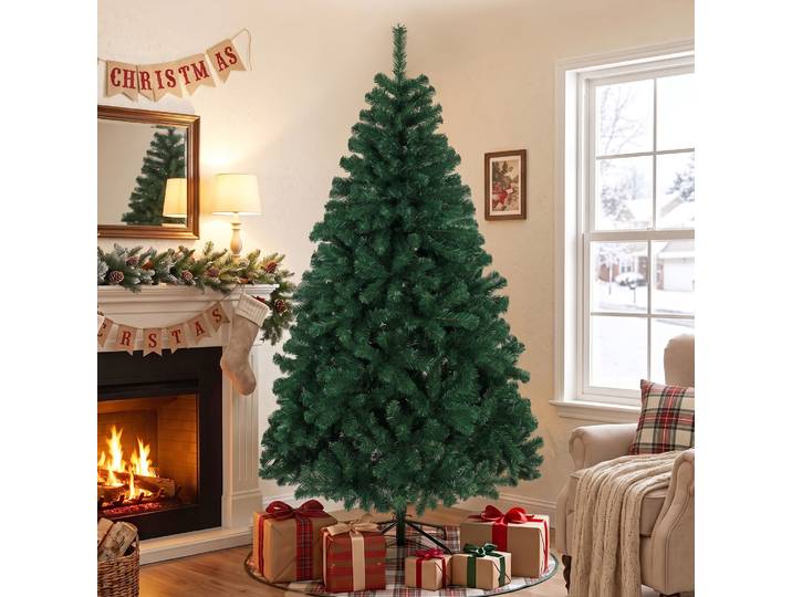 HOMCOM Sapin Artificiel 180cm 700 Pointes Support Acier Vert