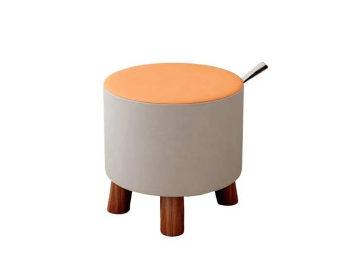 QAUUCP Fußhocker für Wohnzimmer Kleiner runder Hocker Massivholzbank, kreativer Haushalt, Couchtisch, Sofa, Fußstütze, weich gepolstert, Schuhwechsel, praktisch(Color2)