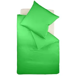 fleuresse Bettwäsche Mako Satin Colours 009100-7048 grasgrün 135x200 cm + 80x80 cm