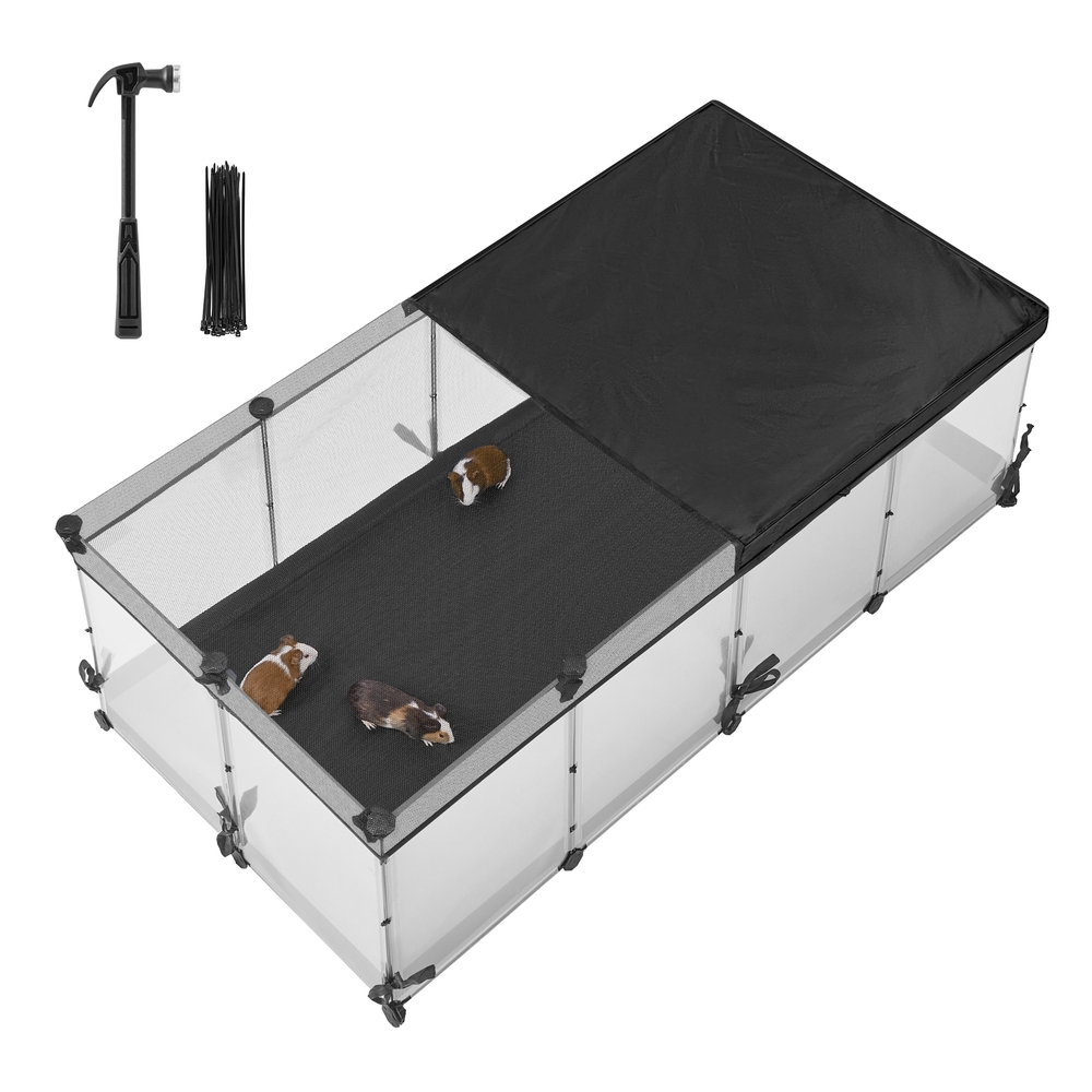 SONGMICS Kleintiergehege aus Kunststoffplatten 144 x 74 x 47 cm wolkenweiß LPC015W01