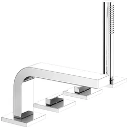 KEUCO Edition 11 Vierloch-Wannenmischer Wannenrand, Ausladung 220 mm, Edelstahl-finish