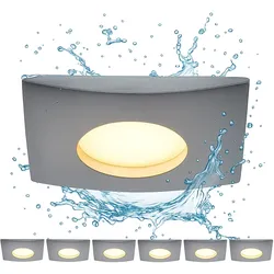 LED Einbaustrahler Deckenlampe Einbauspot dimmbar über Lichtschalter Einbauleuchte, weiß, Aluminium, 5,5W 350lm warmweiß, LxBxH 8x8x3 cm, 6er Set