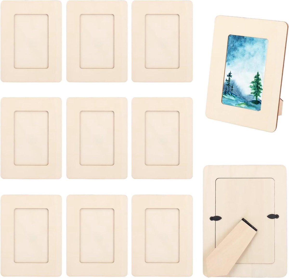 Set van 30 natuurlijke onbehandelde houten fotolijsten voor DIY decoratie
