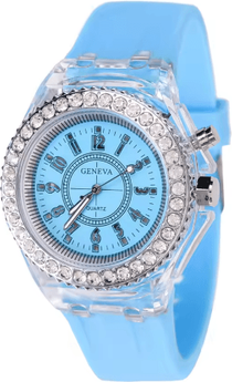 Inspire Essentials LED Flash Luminous Silicone Watch For Kids And Adults sky Blue