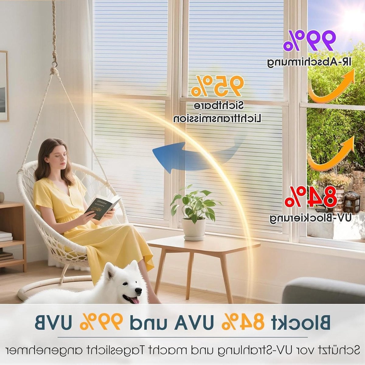 Wit Raamfolie met Strepen - Statische Privacy Glasfolie - 45 x 400 cm