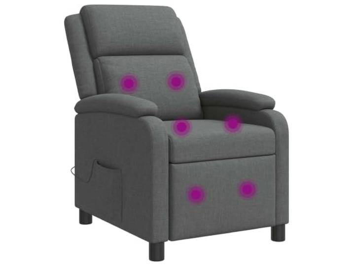 Massage Relaxsessel Dunkelgrau Stoff Verstellbar Neigungswinkel 115°-160°, Metall und Holz Gestell, Schaumstoff Kissen, Polyesterbezug, Wohnzimmer