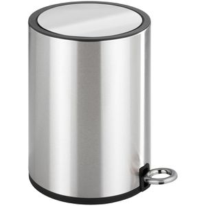 Wenko Mülleimer Monza Easy Close, silber glänzend, Kosmetikeimer aus Edelstahl, 3 Liter