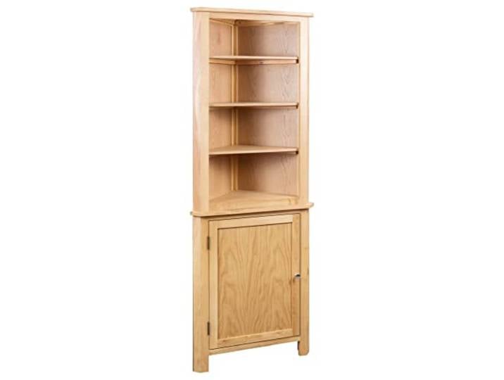 WXGTBKPR Eckschrank Massivholz Eiche 59x36x180 cm - Stabiles Eckregal für Wohnzimmer, Küche und Esszimmer - Platzsparender Stauraum