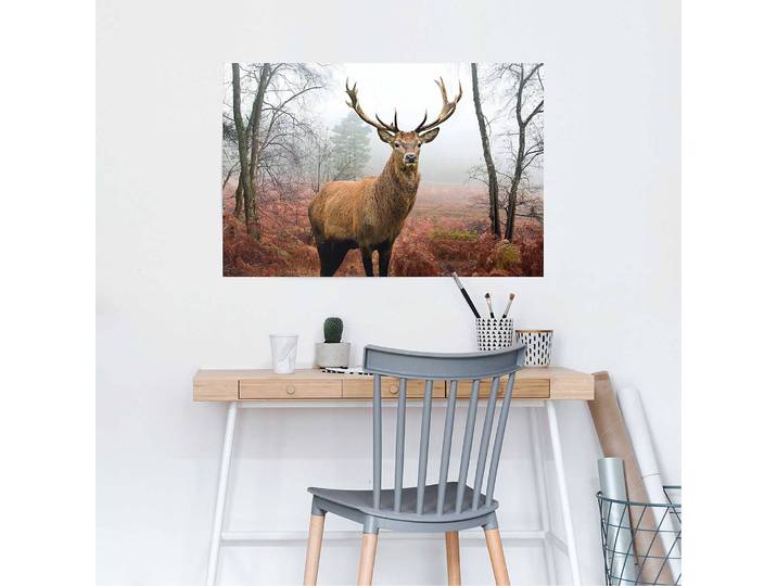 Poster Cerf dans la forêt Papier Marron 61 x 92 x 0cm