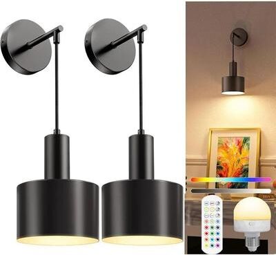 Uplift Picks LumaArt Rechargeable RGB Wall Sconce Set black (2 Packs) 0 5 W