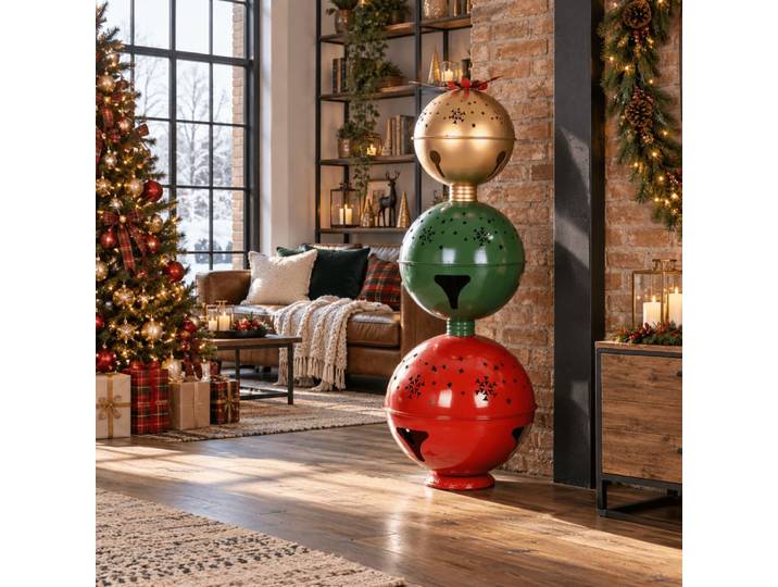 Bougeoir de noël en acier rouge 61x61x163 cm