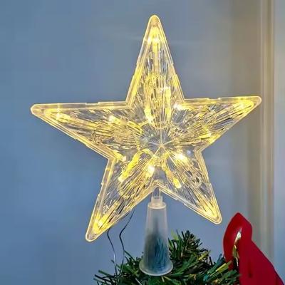 Fusion Finds Glowing Christmas Decoration, Glitter Star Tree Topper, Shining Ornaments For Home Decor, Navidad, New Year warm Light 19cm