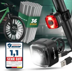 Fahrradlicht Set "CUBE" 30 Lux + Speichenreflektoren - Neu,Zubehör