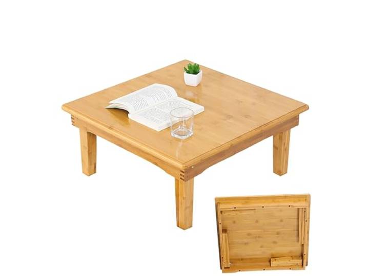 ZGNMK Klappbarer Boden-Couchtisch, klappbare Tische, niedriger Tisch zum Sitzen auf dem Boden, quadratischer Klapptisch, Couchtische, Mitteltisch, Meditationstisch für Tatami-Wohnzimmer(80x80x37cm)