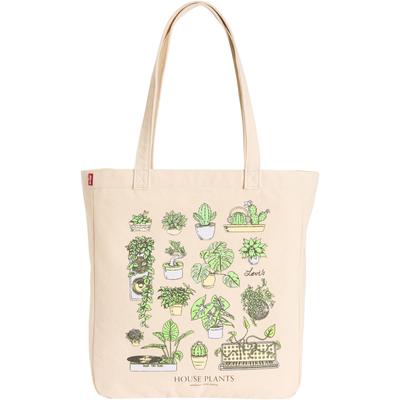Shopper LEVI'S "EVERYDAY GRAPHIC TOTE", Damen, beige (house plants grün grün), Canvas, Baumwolle, Taschen Shopper, Beuteltasche - ideal für Einkäufe, Shopping & Alltag