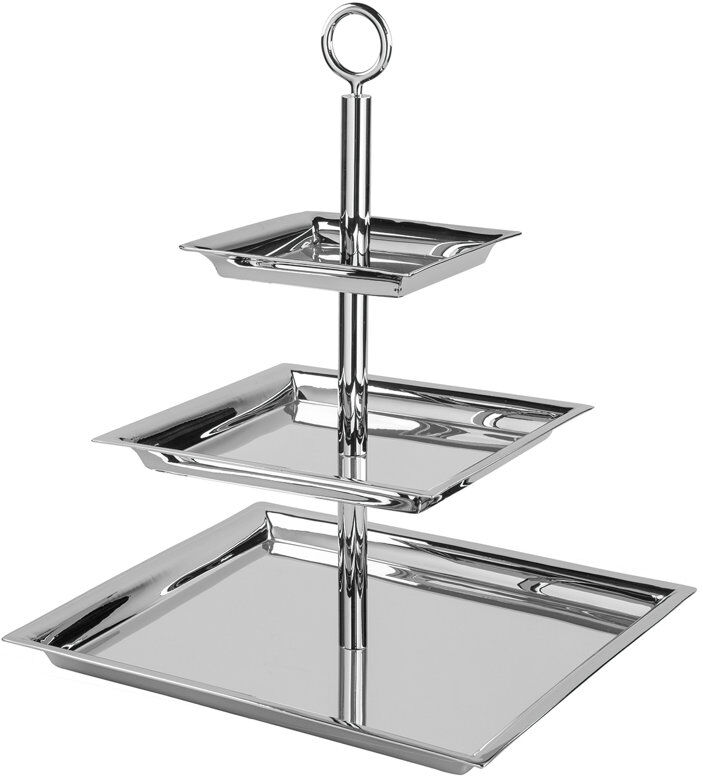 Fink Nagano Stainless Steel Tiered Stand Silver 49cm H X 32cm W X 32cm L