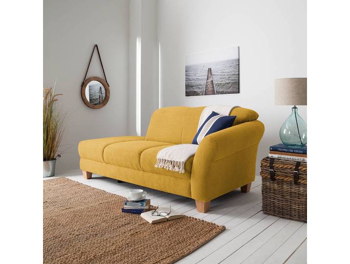 Recamiere Webstoff Gelb/Safrangelb Webstoff 194 x 84 x 91cm Armlehne davorstehend rechts Natur