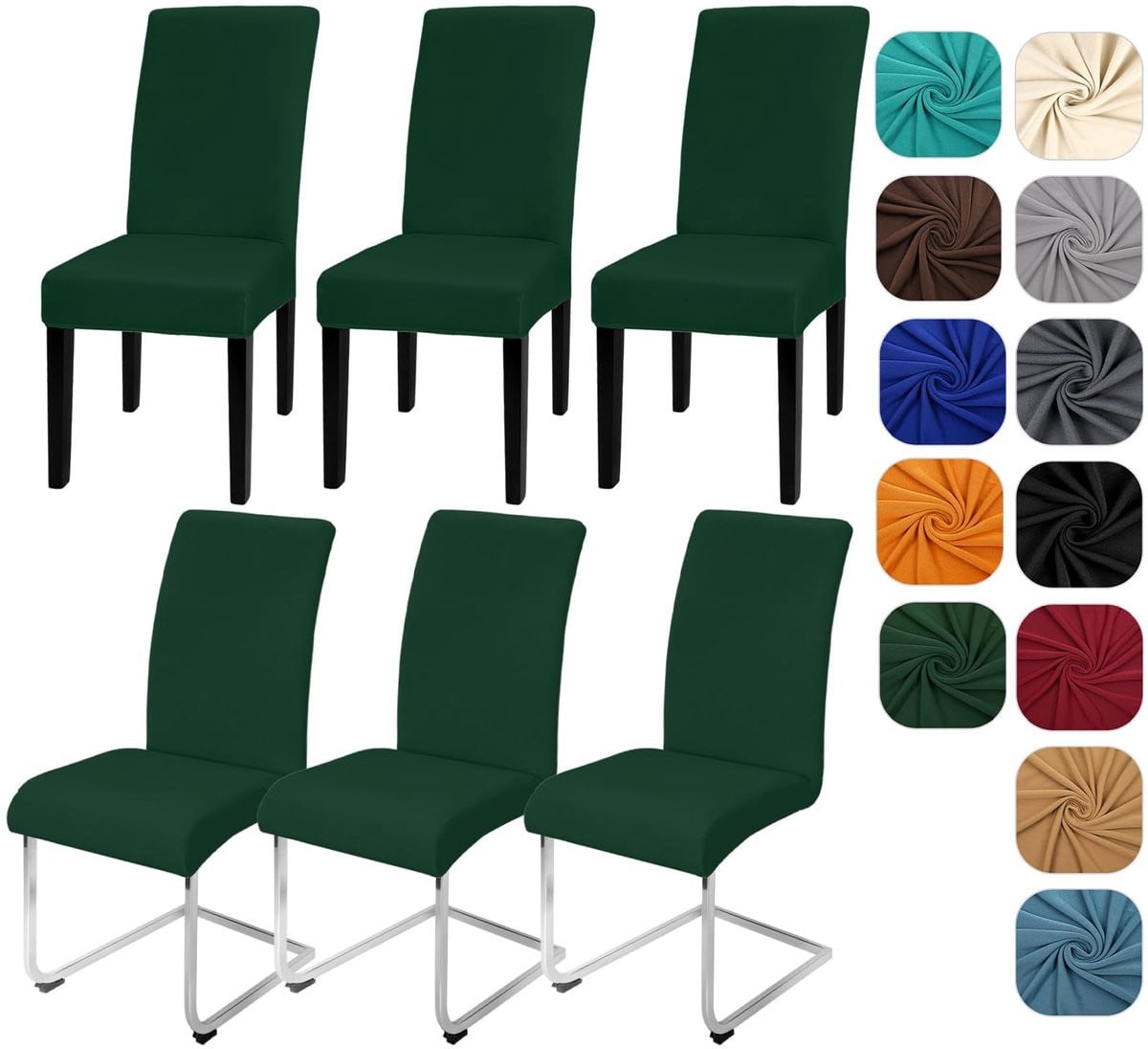 Unyqoos Set van 6 elastische stoelhoezen voor eetkamerstoelen