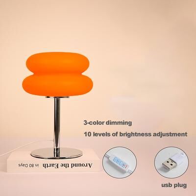 Discount Dollar Deals Table Lamp For Bedroom, USB Plug LED Mushroom Lamp, Living Room Ambient Lighting orange