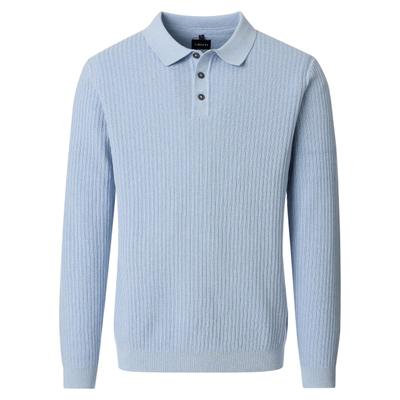 Polokragenpullover VENTI "VENTI Polo-Shirt langarm gemustert", Herren, Gr. XXL, hellblau, 100% Baumwolle, Pullover