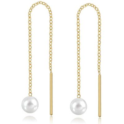 Perlenohrringe FIRETTI "Schmuck Geschenk Gold 333 Ohrschmuck Durchzieher Perle Kettenglieder", weiß (gelbgold, 333, weiß), Ohrringe, Damen, 5mm, Gelbgold 333 Perlen, Gelbgold 333, Perlen, mit Süßwasserzuchtperle