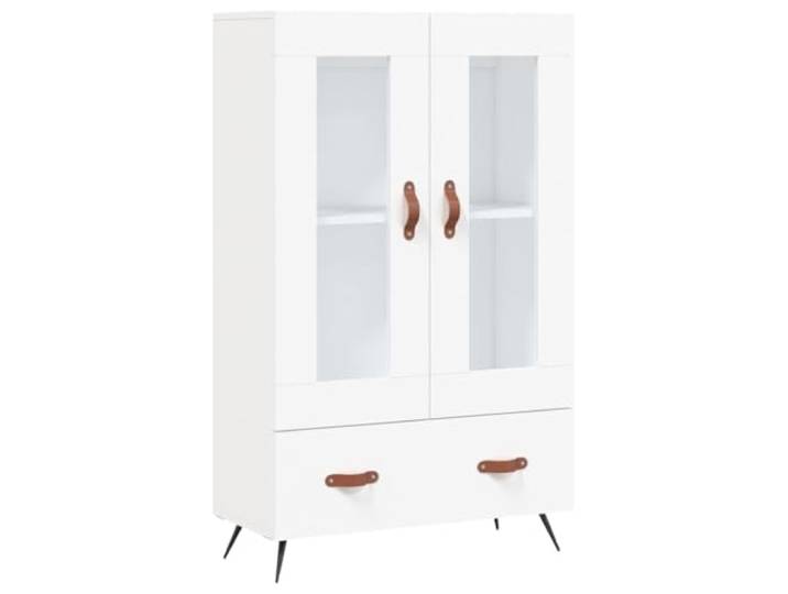 Fisinber Highboard Weiß 69,5x31x115 cm Kommode mit Glastüren Metallbeine Moderner Beistellschrank für Wohnzimmer & Flur mit transparenten Glastüren, viel Stauraum und robustem Metallgestell.