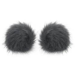 buttinette Fellimitat-Bommel, grau, Größe: 12 cm Ø