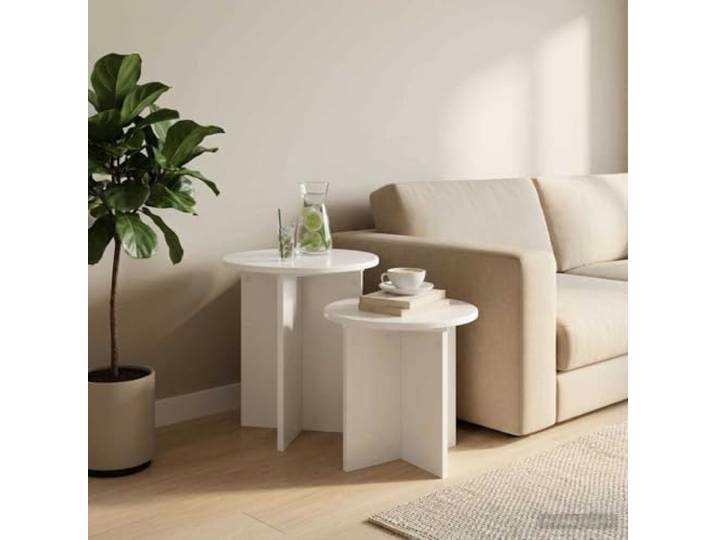 Beistelltisch-Set 2 Stk. Hochglanz Weiß 45x45 cm Holzwerkstoff Modern 2 Tische, ineinander schiebbar, vielseitig nutzbar, pflegeleichte Oberfläche, einfache Montage