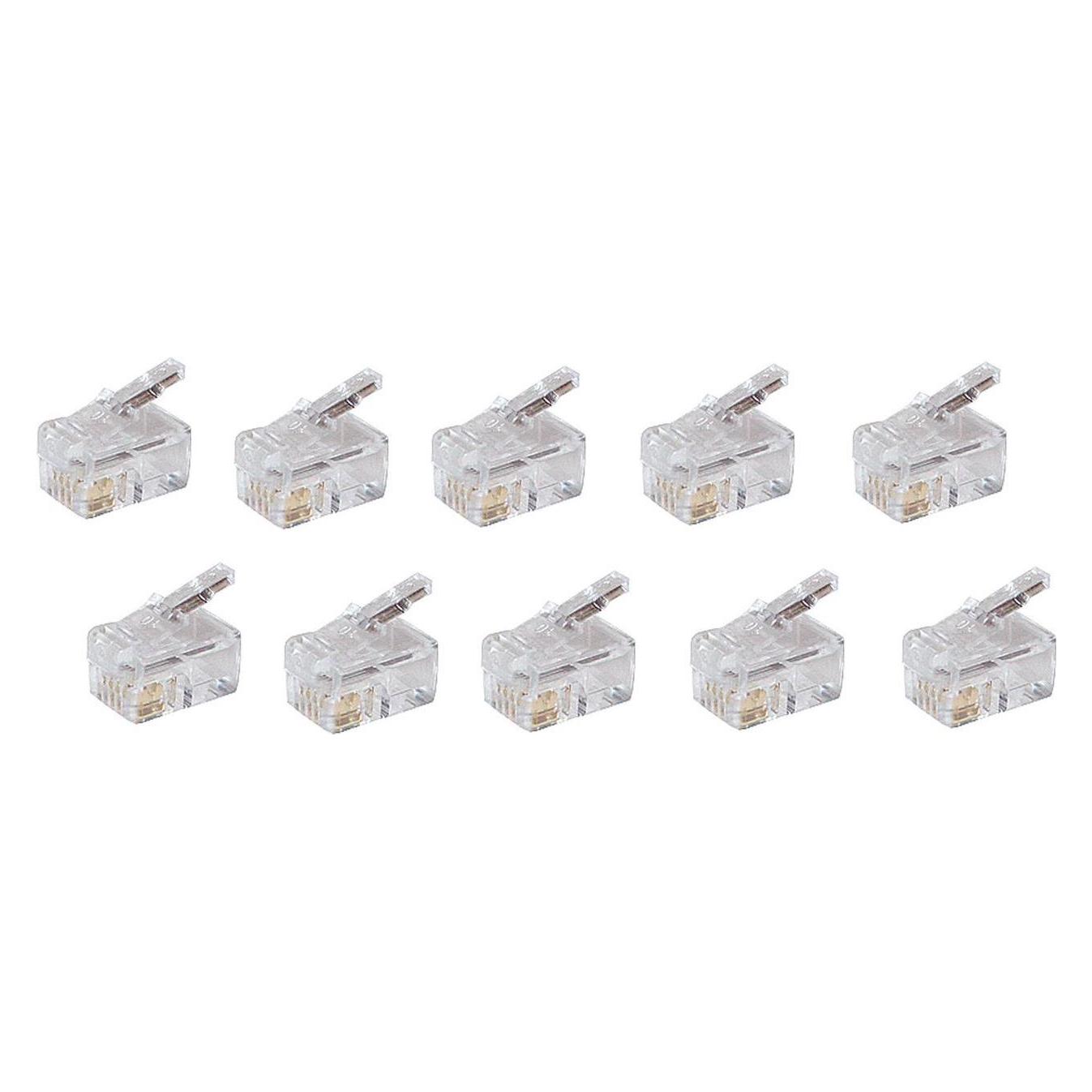 Shiverpeaks -BASIC-S--Netzwerk Modular-Stecker RJ10 4polig, 4 Kontakte belegt, für Rundkabel, vergoldete Kon... (BS72039-R10)