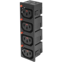 Iec Lock C13 Net Entree (4x) female lockable, Elektronikkabel + Stecker, Schwarz