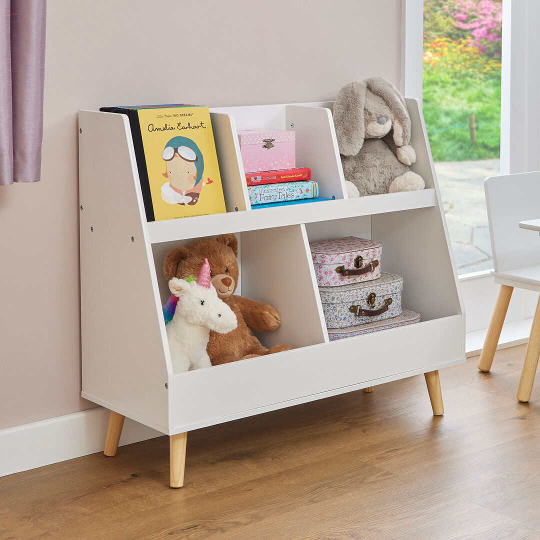 Liberty House Toys Kids White Sloping Bookcase White 72.5cm H X 80cm W X 35cm D