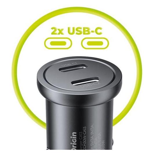 Mobile Origin Metall-Autoladegerät 30W CA13 / 2x USB-C (MO-MCCH30W-CA13)