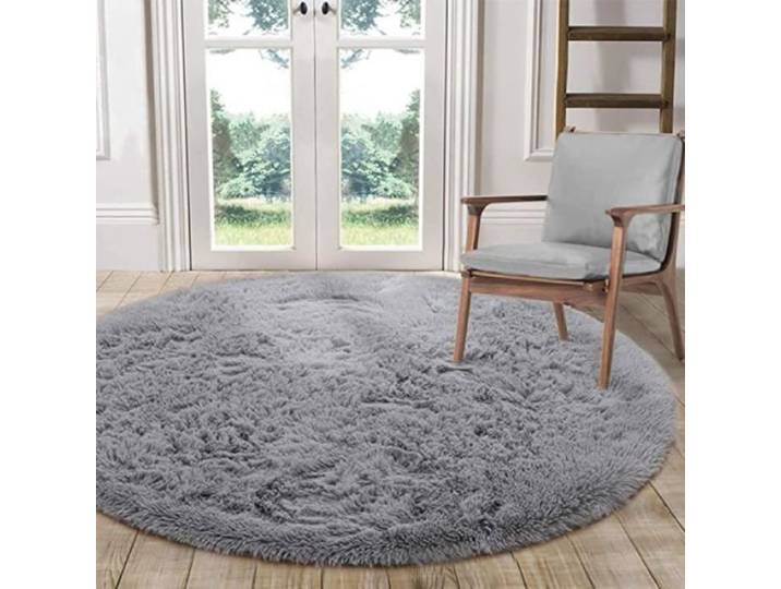 Tapis diamètre 160cm tapis rond tapis de yoga salon canapé chambre tapis de sol (gris) gris