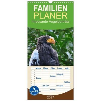 Familienplaner 2027 - Imposante Vogelporträts mit 5 Spalten (Wandkalender, 21 x 45 cm) CALVENDO