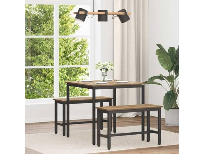 Esstisch 80 x 80 x 75 cm Holzwerkstoff Artisan-Eiche mit Schwarzem Quadratische Metallbeine, pflegeleichte Oberfläche, modernes Design, einfacher Zusammenbau, stabiler Stand