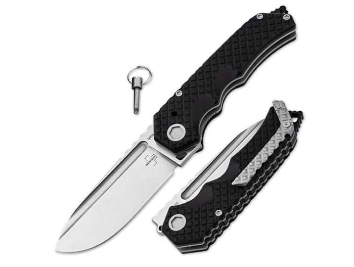 BÖKER PLUS Hermod Folder - 42a konformes EDC Taschenmesser 9,2 cm D2 Klinge Spearpoint Profi Klappmesser im taktischen Look mit Bolzen – extra scharfes Linerlock Zweihand Messer mit Glasbrecher & Etui